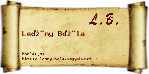 Leány Béla névjegykártya
